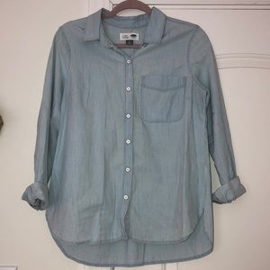 Light wash denim button down